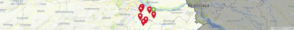 Map view for Pharmacies emergency services nearby Klein-Neusiedl (Bruck an der Leitha, Niederösterreich)